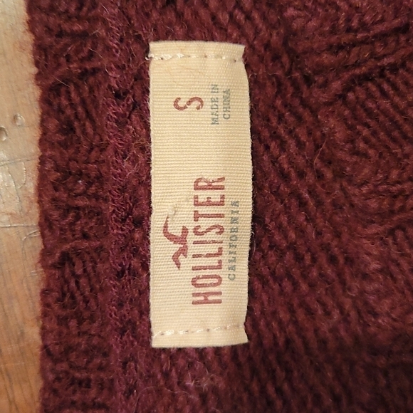 HOLLISTER Oxblood Fair Isle Wool Crew Neck Academia Ski Sweater Small - Picture 4 of 5
